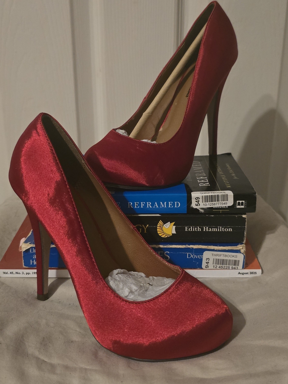 Michael Antonio Red Satin Stiletto Pumps